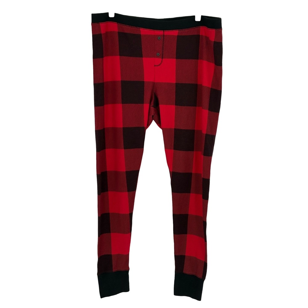 Old Navy Thermal Pajama Pants Red Buffalo Plaid Waffle Knit XL
